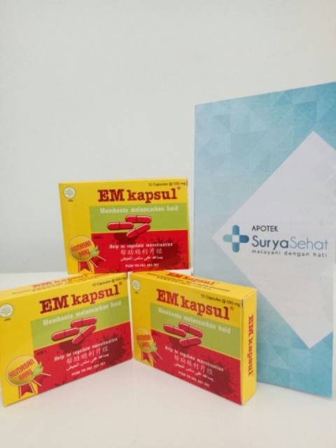 EM Kapsul obat Herbal Pereda Nyeri Haid/Datang Bulan isi 12 Kapsul