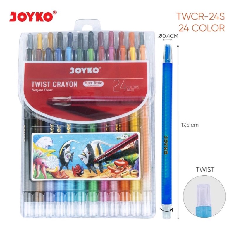 

Crayon Putar Panjang 24 Warna Joyko TWCR-24S Twist Crayon