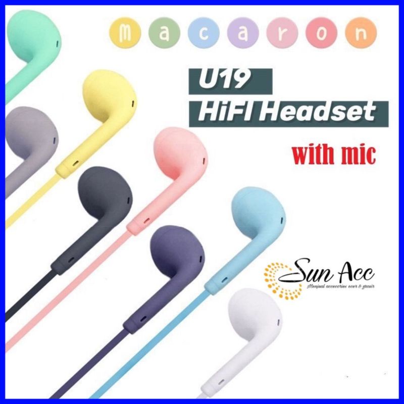 Hf Earphone Macaron U19 Macaron Matte Color Hf MegaBass U19 Headset