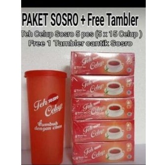 

paket sosro 5pack (per pack isi 15 teh celup)free tumbler