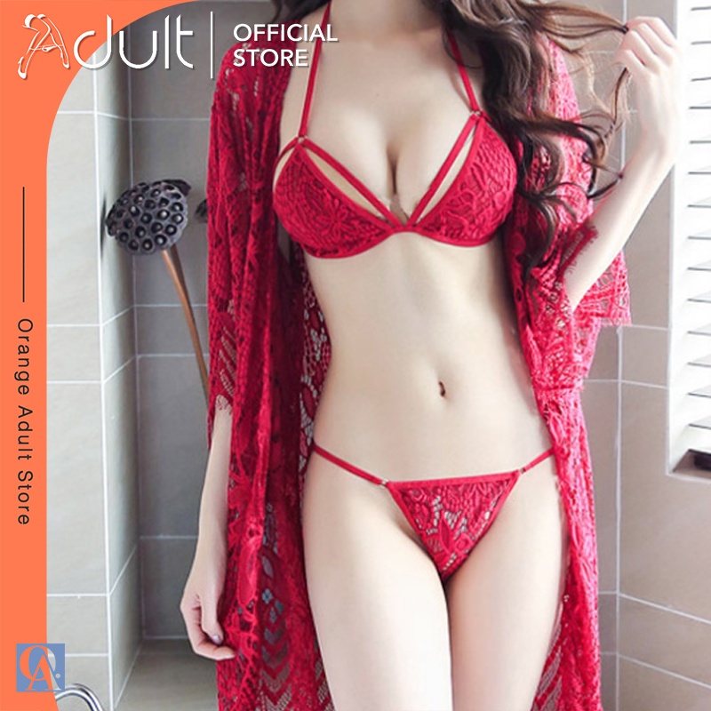 ORANGE ADULT Lingerie Sexy Hot Baju Tidur Sexy Wanita Dewasa Lingerie Seksi Tembus ️ Merah 1491