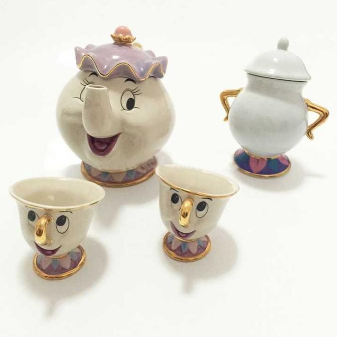 Set Teko Cangkir Teh Mrs Potts Beauty And The Beast Keramik Unik
