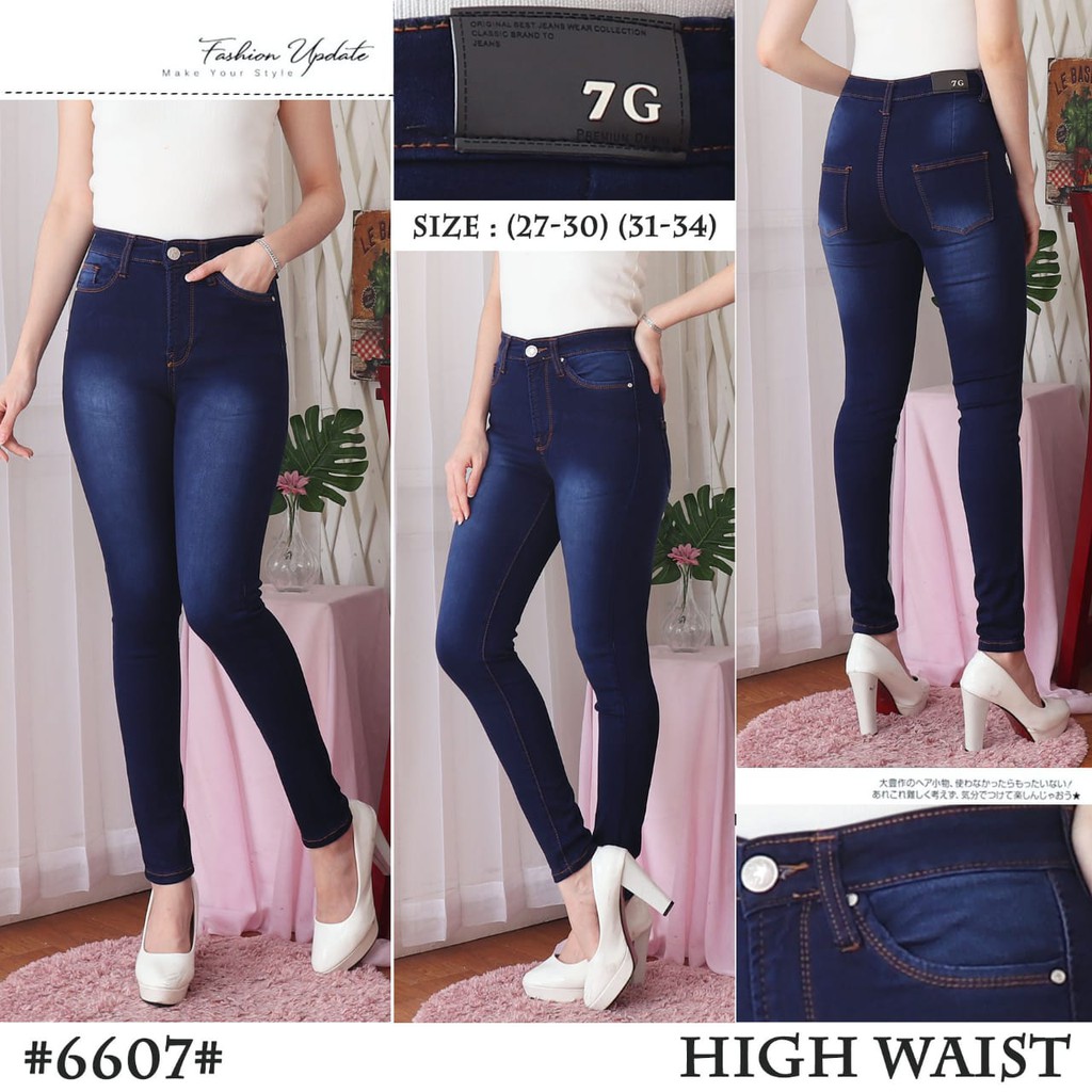 7C-G CELANA JEANS PREMIUM HIGHWAIST/ PINGGANG TINGGI /BIG SIZE /6 VARIANT COLOUR /27 - 34