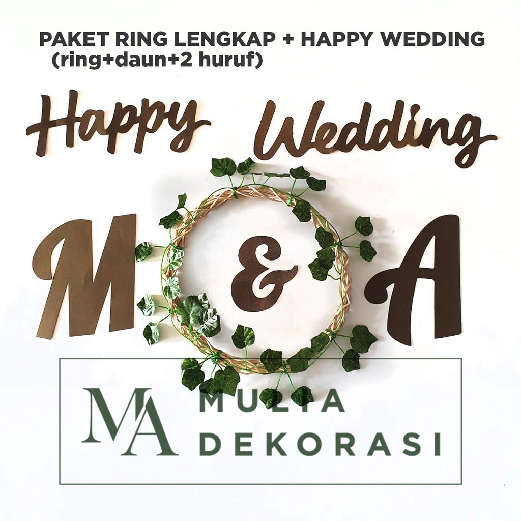 Ring Rotan Lingkaran Dekorasi Backdrop Lamaran Nikahan + Inisial Huruf - Ring Lengkap