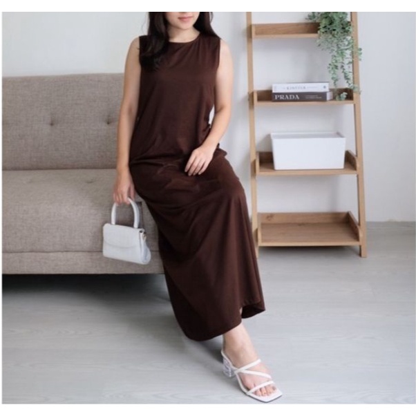 Inner Dress//Singlet Dress Tanpa Lengan//Inner Manset Bahan Knits Rajut