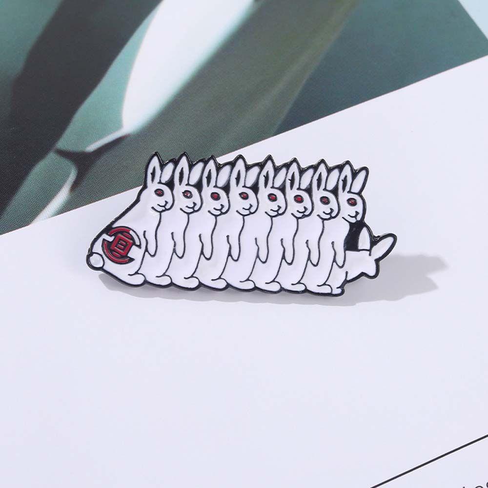 Lanfy Rabbit Bros Hadiah Untuk Wanita Pria Kerah Bros Line Up Evil Rabbit White Rabbit Badge Pin Lapel Pin Enamel Pin