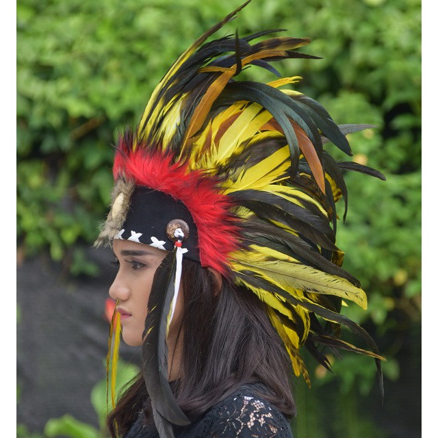 TOPI INDIAN-INDIAN HEADDRESS MOHAWK PERMATA WARNA