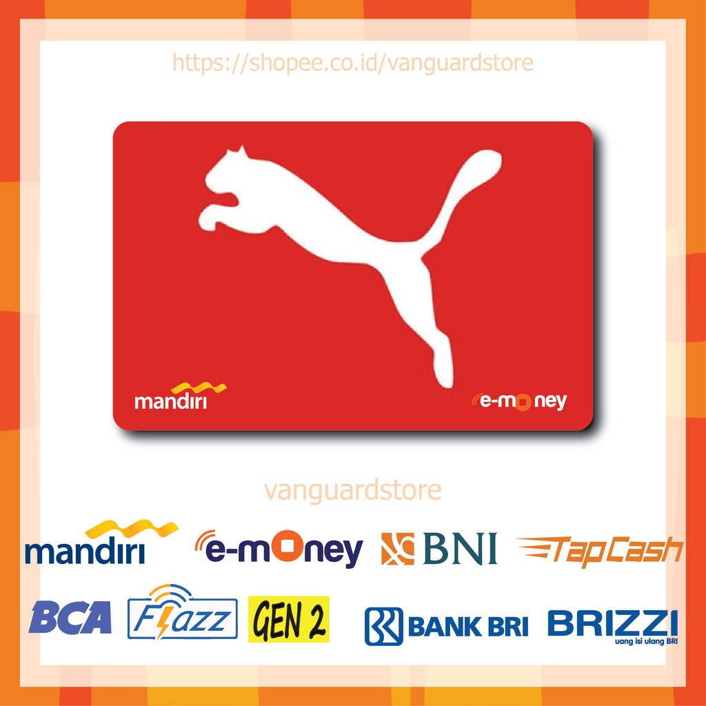KARTU E MONEY E TOLL PUMA RED BRAND 10 EMONEY MANDIRI FLAZZ BCA BNI TAPCASH BRIZZI BRI