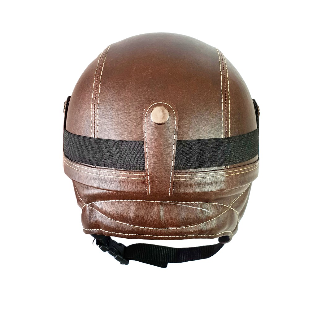 Helm Retro Kulit Casual Series Club Gratis Kaca MataDark Choco