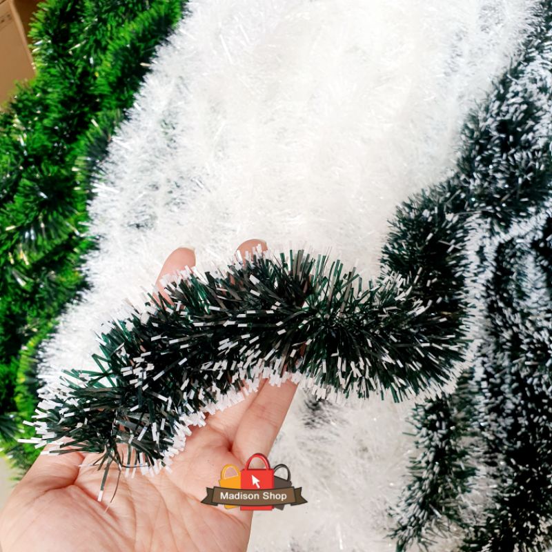 SLINGER PUTIH SALJU TINSEL NATAL MURAH DEKORASI PARCEL NATAL HIASAN PARSEL NATAL MURAH