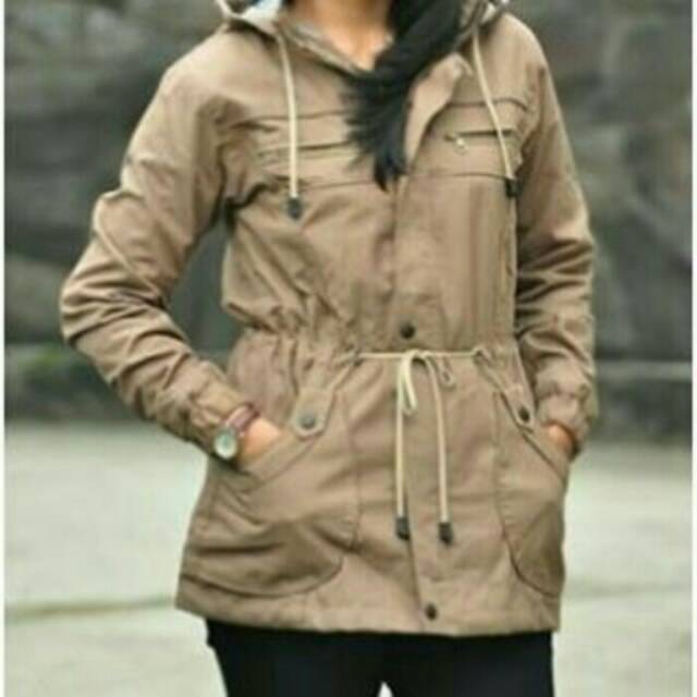 Best seller  Jaket Parka Wanita / Cewek Baby Canvas Warna Mocca
