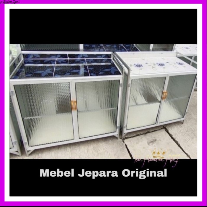 Lemari Dapur Rak Piring Pintu 2 Bahan Aluminium Kaca Tebal Murah