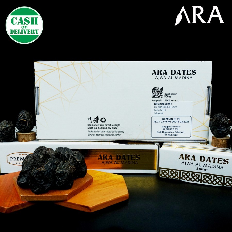 Kurma Ajwa Premium ARA DATES 500 Gram Lisensi KEMTAN