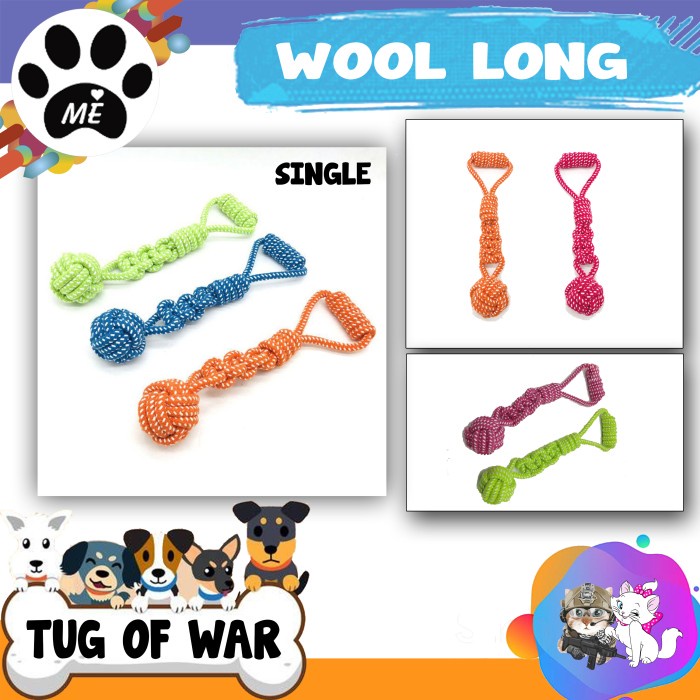 Mainan Gigit Anjing &quot;SINGLE WOOL LONG&quot; Cotton Rope Ball Toys