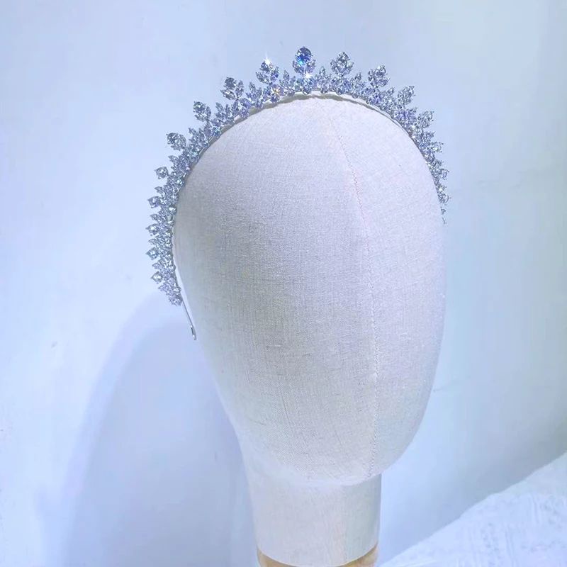 Zircon crown premium A003 wedding tiara memanjang sampai telinga