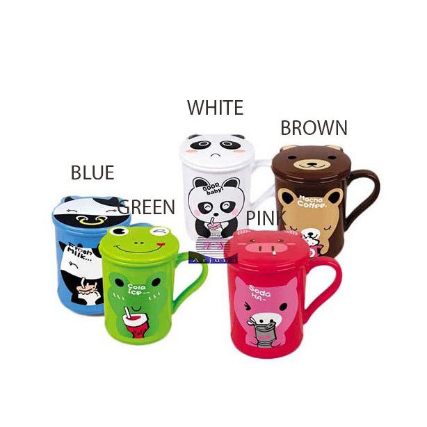 Gelas mug JUMBO karakter lucu MUG TUTUP PLUS  550ML