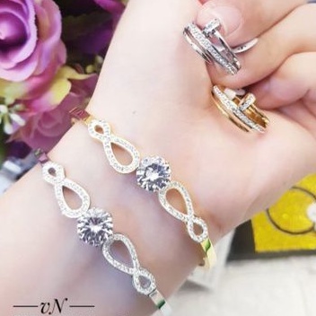 Titanium Set Gelang dan Cincin Wanita 384