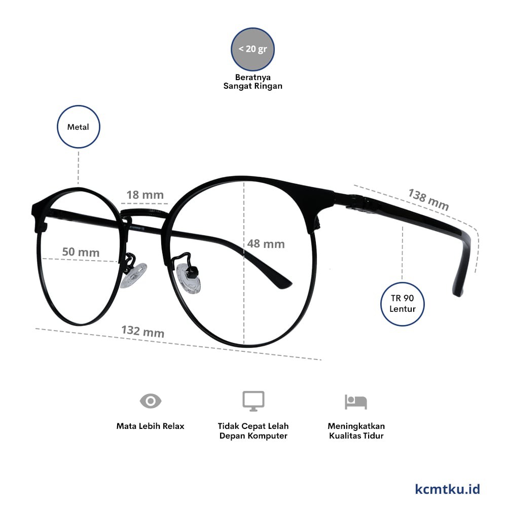 KCMTKU Kyoote Arin Kacamata Anti Radiasi UV++420 PC Technology