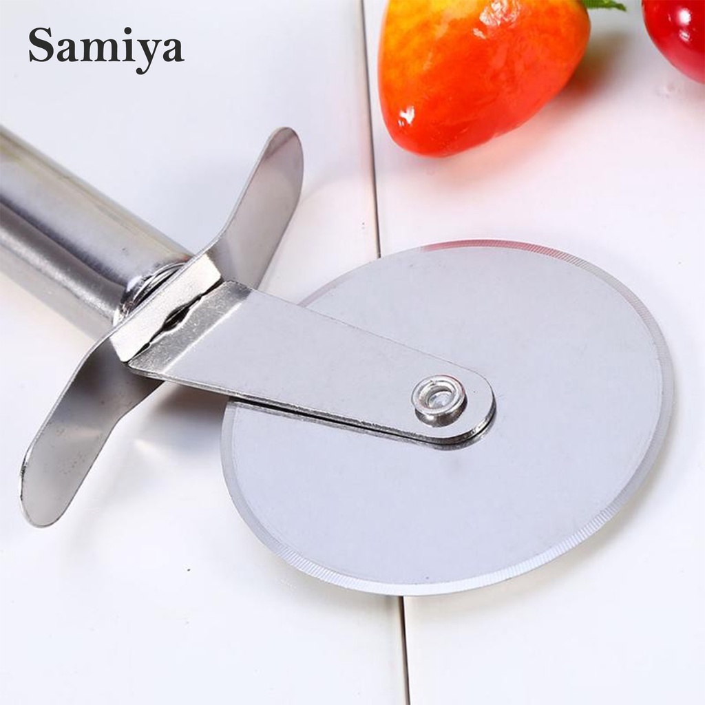 alat pemotong kue pizza roda stainless / stainless steel pizza single wheel cut