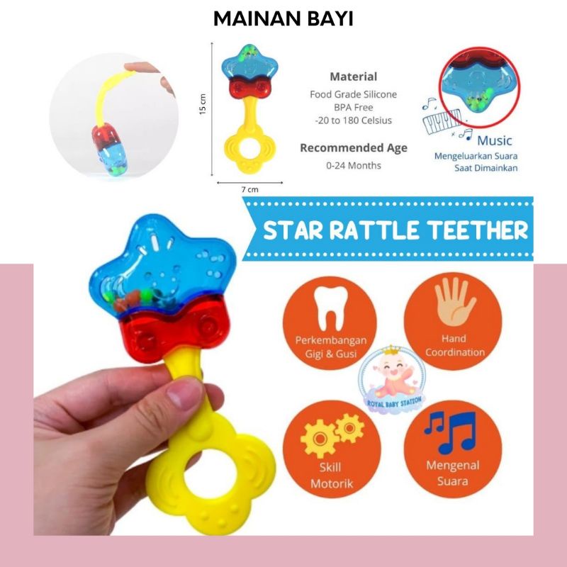 Mainan Bayi Rattle Star Stick Teether Krincingan