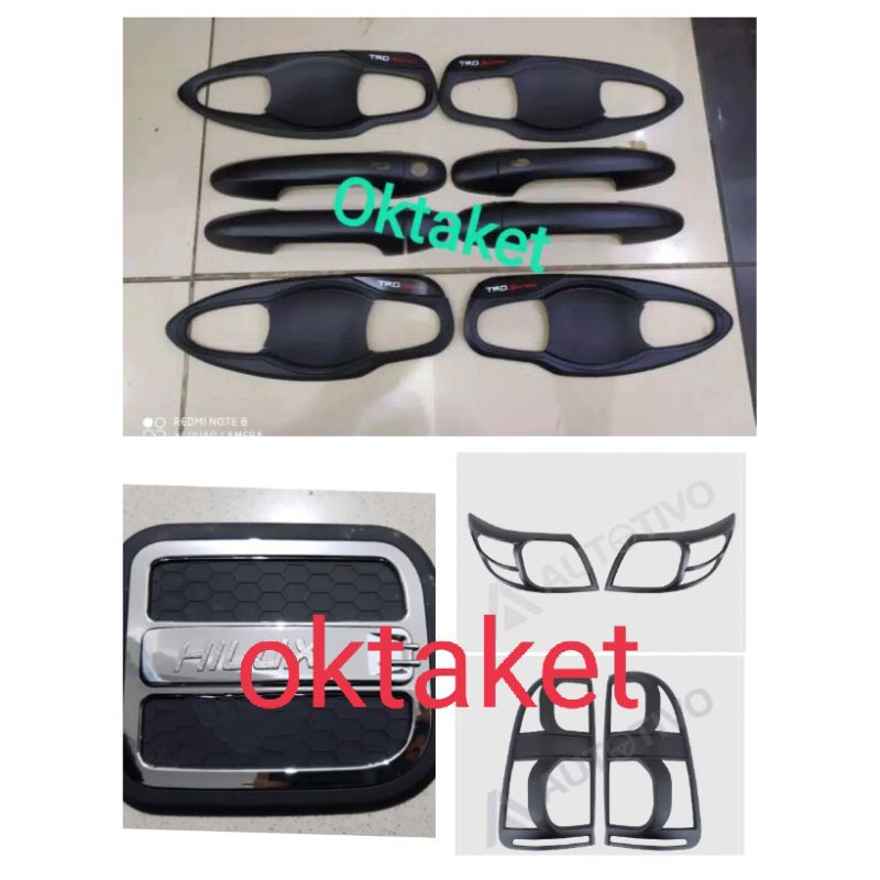 paket lengkap grand hilux hitam chrome jsl outer handle tank garnish