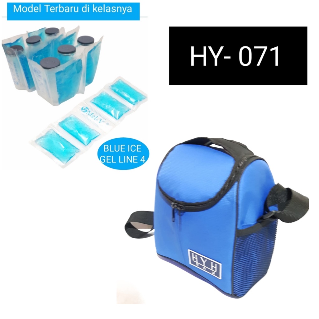 HY-071  COOLER BAG   HYH  + 6 BOTOL ASI + 2 HANGER ICE GEL LINE ISI 4   / TAS PERLENGKAPAN ASI ASIP TAS BAYI