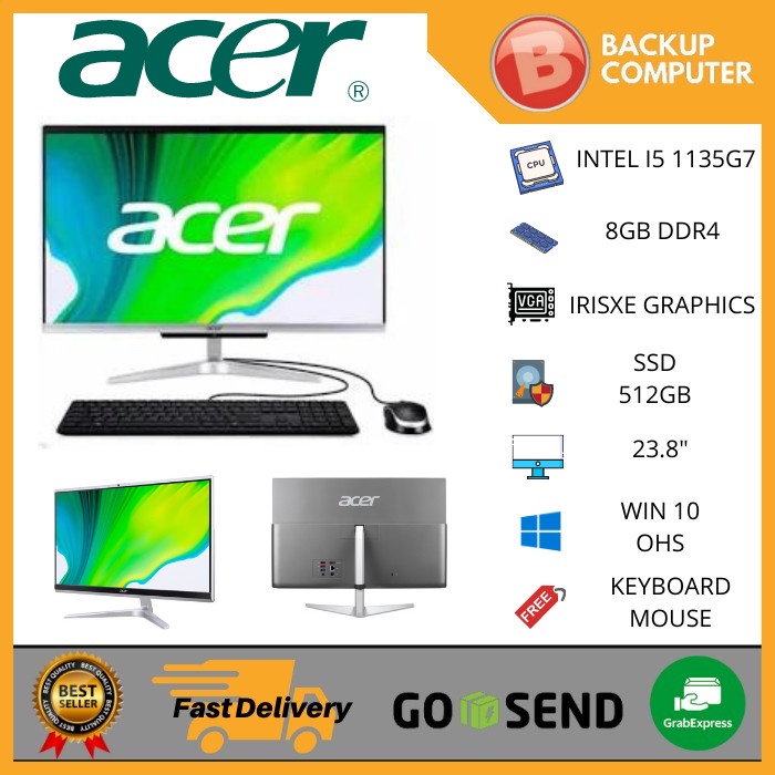 Acer Aspire C24-1651 AIO 23.8" i5-1135G7 8GB 512GB SSD W10 OHS