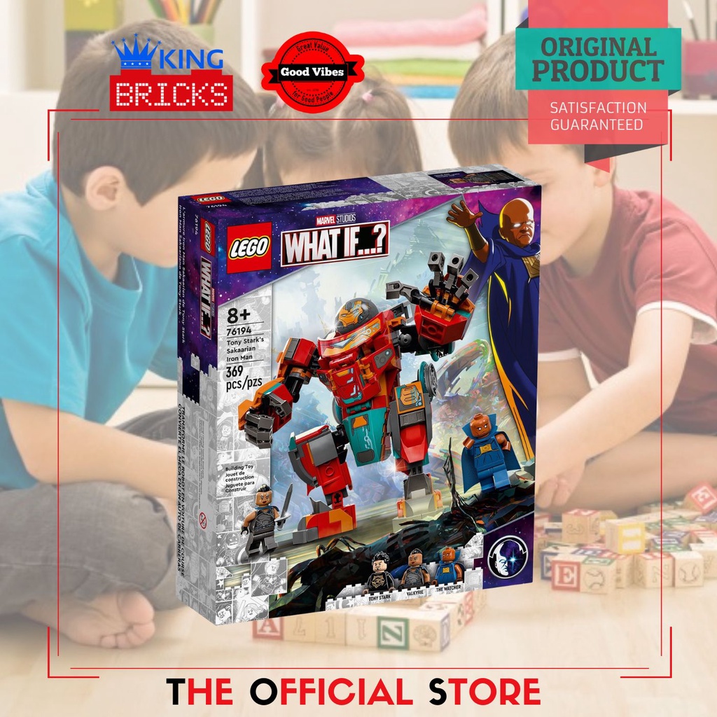 LEGO Original MARVEL SUPER HEROES 76194 Tony Stark Sakaarian Iron Man - Mainan Anak Superhero Valkyr