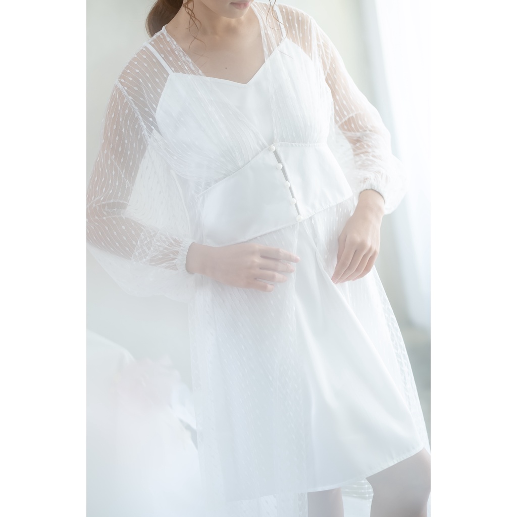 Serenity Tulle Obi Robe- FAE Collection- Kimono Pengantin Bride Robe Maternity Robe Premium 3D Brokat Wedding Robe