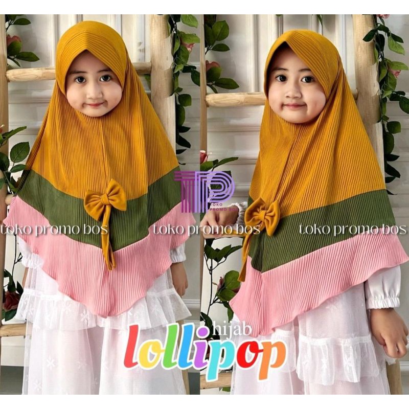 Bergo anak plisket lolipop premium original