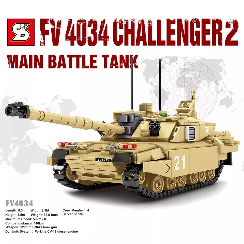 Brick / Blocks SY 0105 TANK FV 4034 CHALLENGER 2 - Brick ARMY TANK