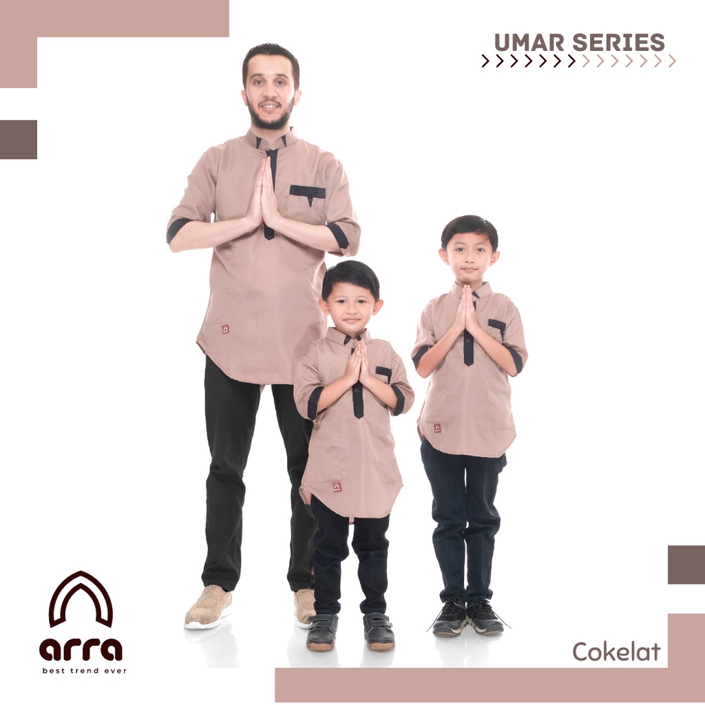 ARRA Baju Koko Kurta Pakistan Couple Ayah dan Anak Laki Laki Series Umar Baju Kemeja Koko Pria Dewasa Anak Cowok Baju Kokoh Premium Muarh Terbaru Lebaran Idul fitri 2022 Pakaian Keluarga Muslim Baju Takwa Atasan Kapel Baju Jubah Muslim Pria Lengan Pendek