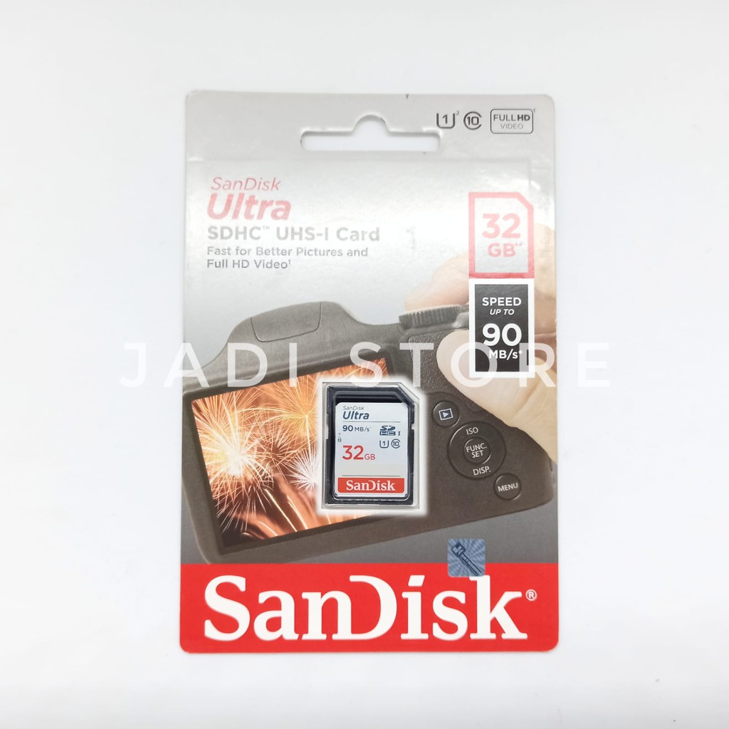 SanDisk Memory SDHC 32GB CL10 UHS-1 90MB/s Kartu Memori Kamera Digital Memory Card SD Card Kamera Vi