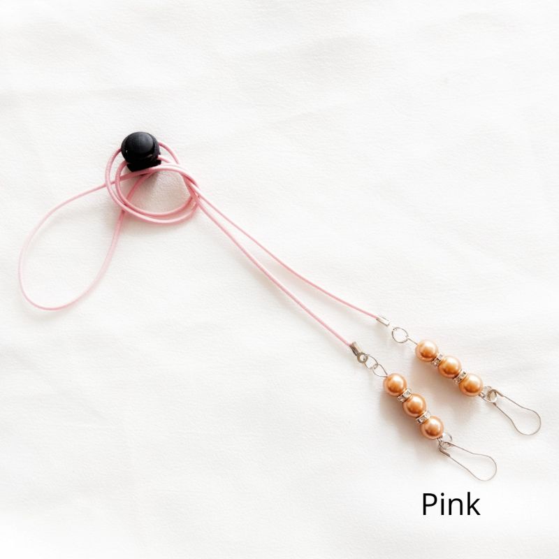 KALUNG MASKER 2 IN 1 MUTIARA / KONEKTOR SEKALIGUS STRAP MASKER HIJAB-KM Pink
