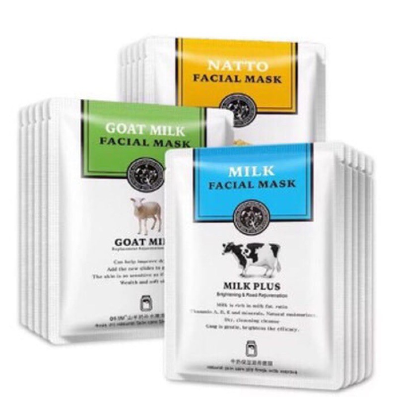 ROREC/HCHANA FACIAL MILK MASK / SUSU MASKER KOREA GOAT MILK GOATS/SAPI/NATTO / WHITENING SHEET MASK