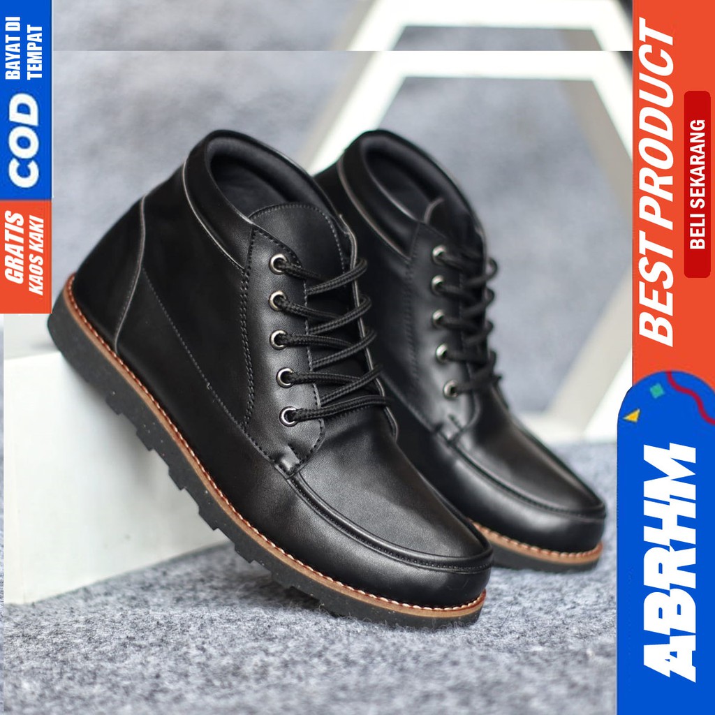 ABRHM x HARLY Sepatu Boots Casual Pria Semi Kulit Kasual Kerja Cowok Original