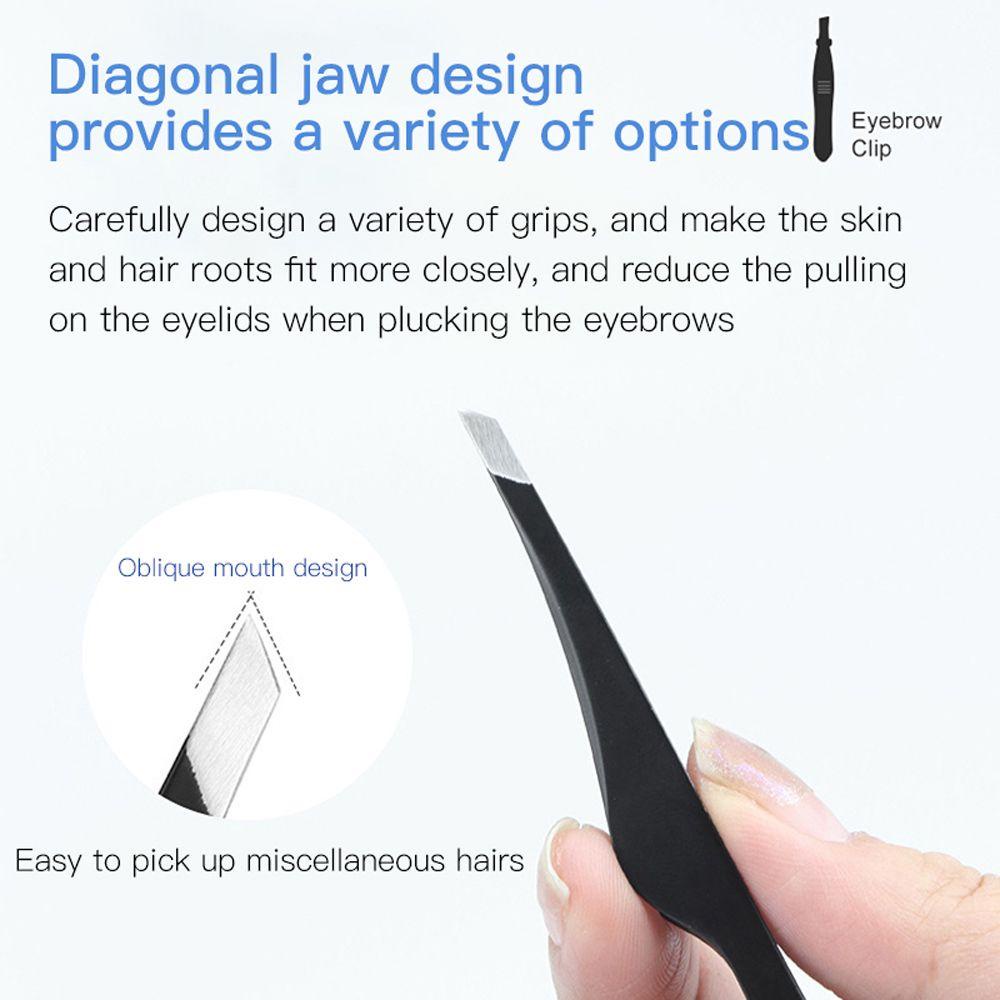 Agustina Penjepit Alis Wanita Stainless steel Kepala Miring Presisi Rambut Halus Alat Kecantikan Pinset Bulu Mata