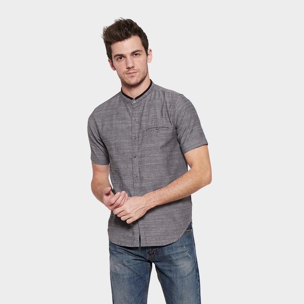 Brand Revolution - Kemeja Lengan Pendek Slimfit Treffen Grey