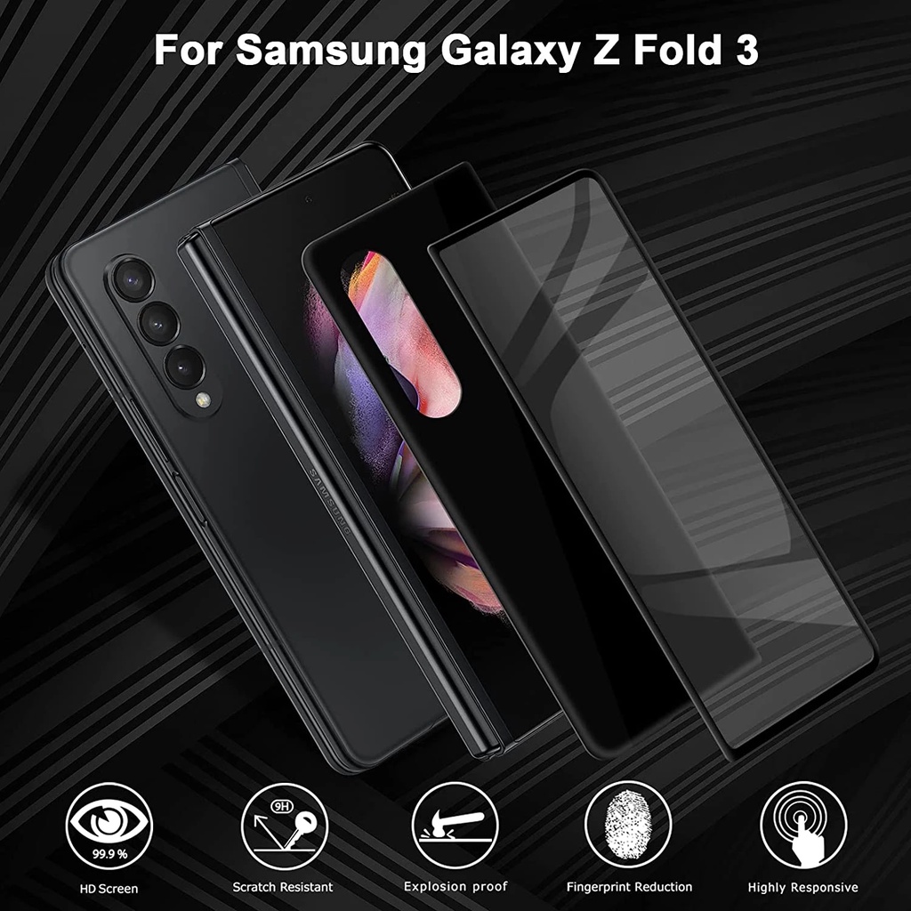 Tempered Glass Protector Anti-Silau Anti-Fingerprint Kompatibel Dengan Untuk Samsung Galaxy Z Lipat3 Cakupan Penuh Layar 9H Kekerasan 5D Tempered Glass Film