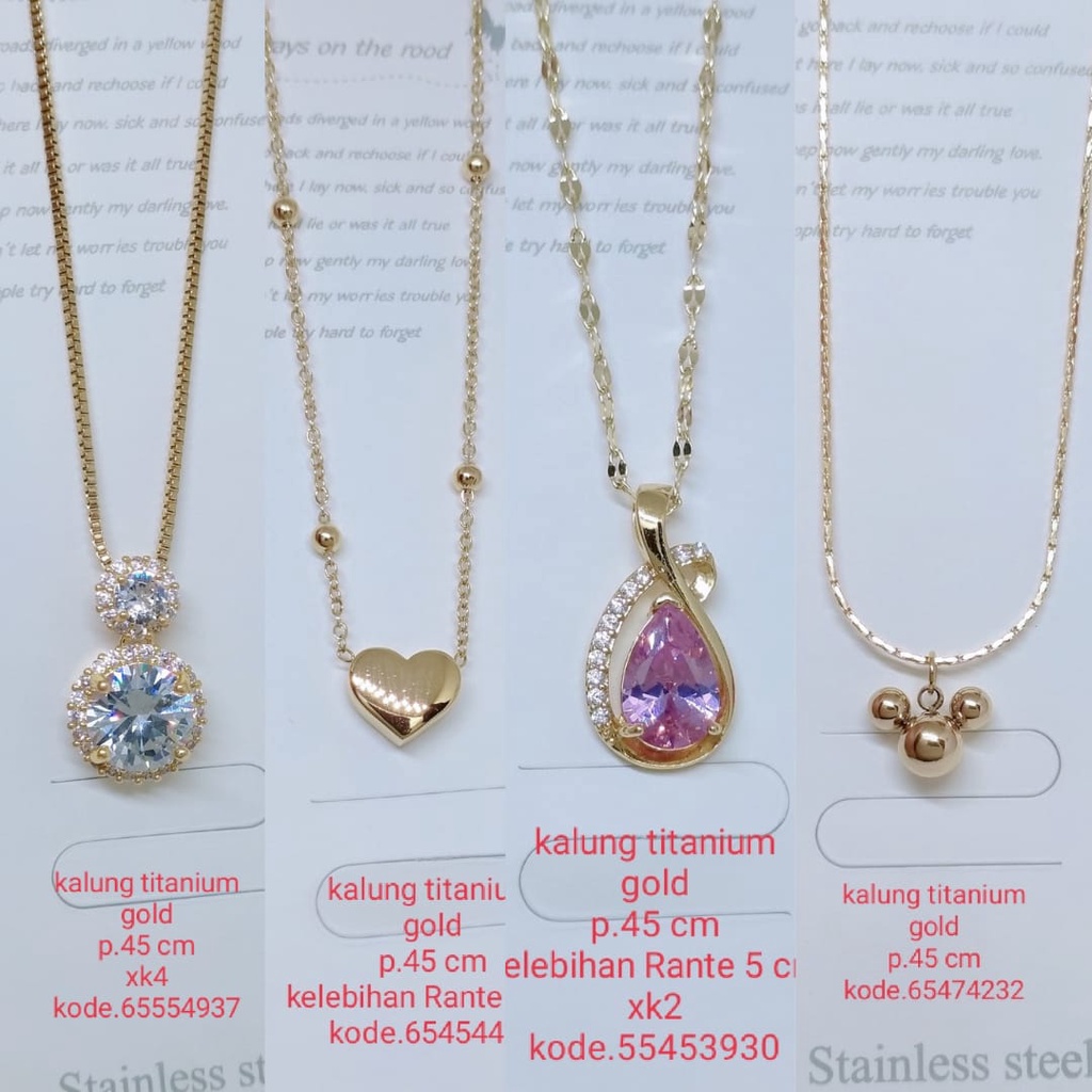 Kalung Titanium Anti Karat Anti Luntur Tidak Mudah Pudar Perhiasan Aksesoris Lapis Emas 18,24 Karat