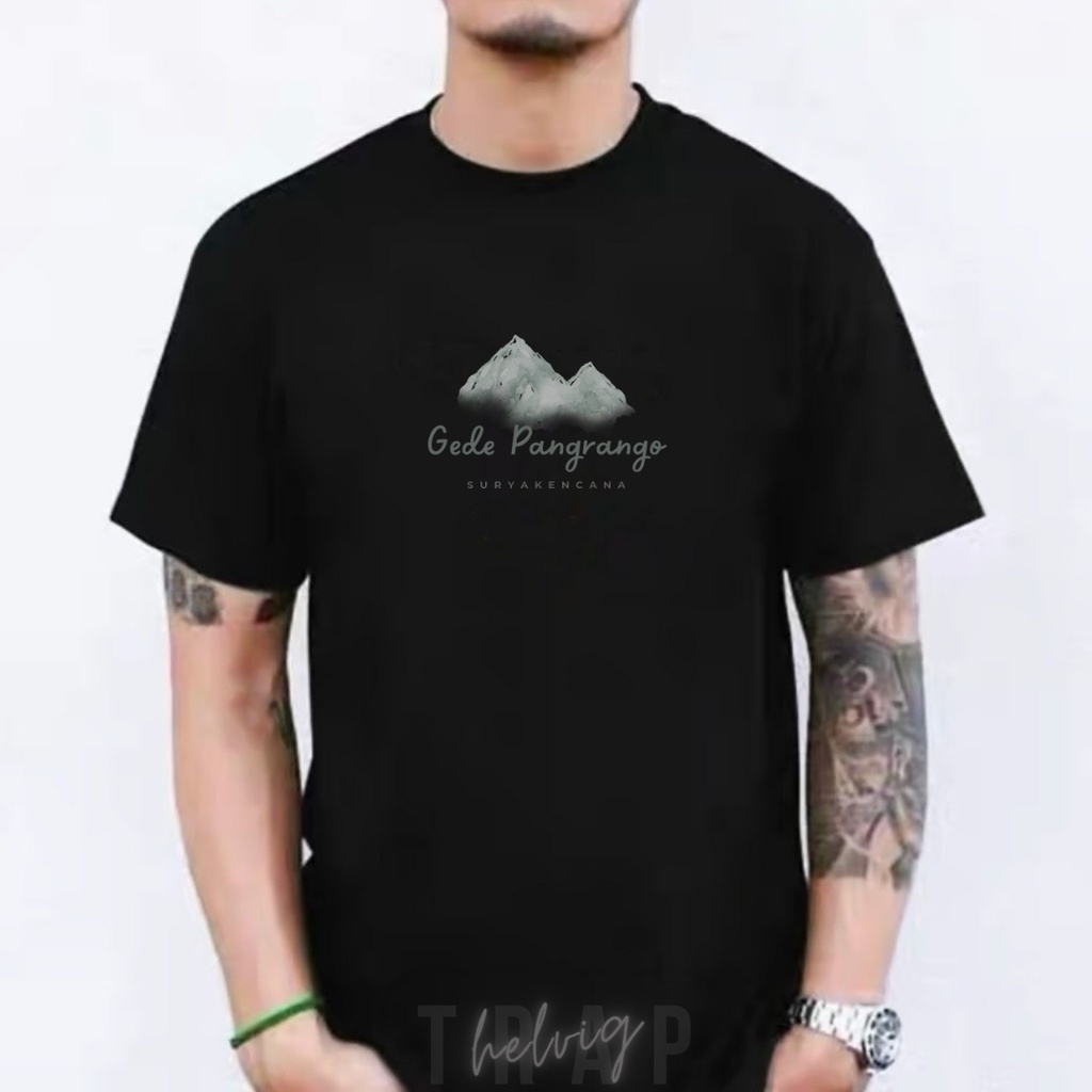 T-Shirt Poseidon Black Kaos Distro Premium Kaos Distro Pria Skandinavia LOGO Cotton Combed 24s Premium Tshirt Baju Tracking Oblong Brand Naik Gunung