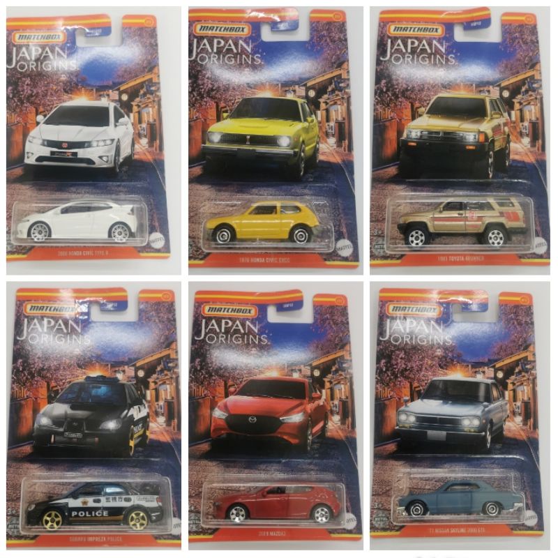 MATCHBOX MBX JAPAN ORIGINS satuan || 2008 honda civic type R 1976 CVCC 1985 TOYOTA 4RUNNER SUBARU IMPREZA POLICE 2019 mazda3 71 nissan skyline 2000 gtx