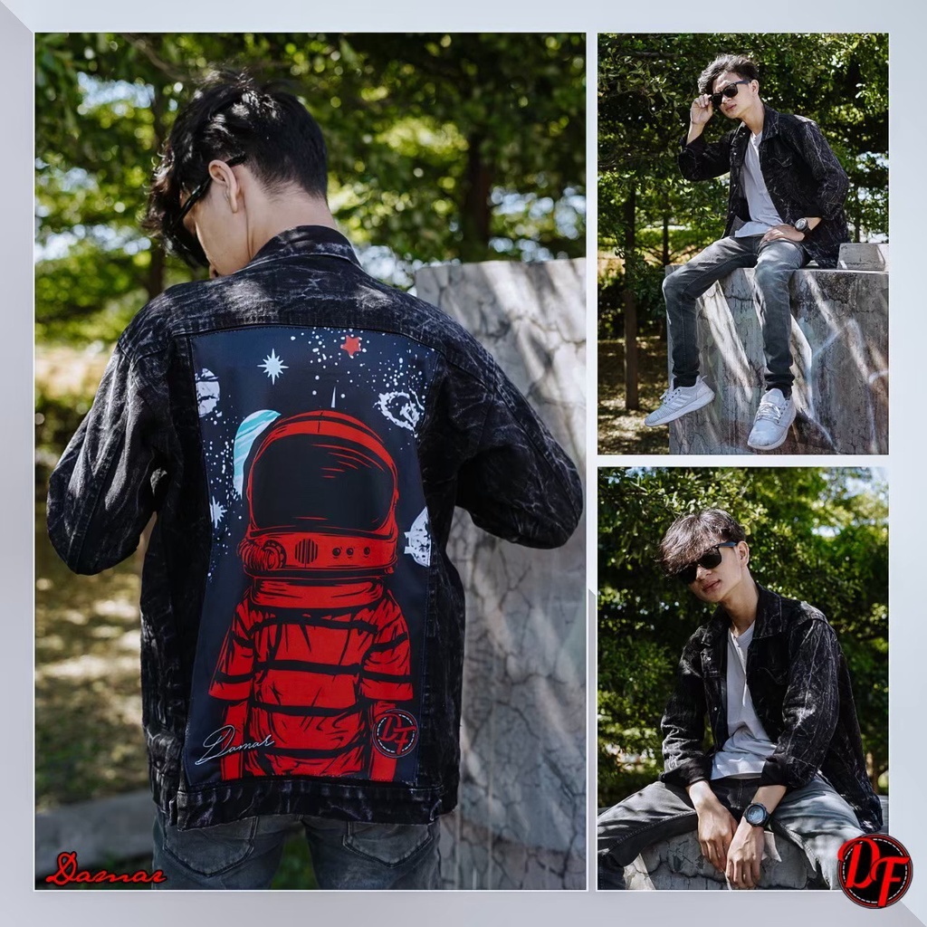 (BISA COD) JAKET JEANS SANDWASH GAMBAR PRINTING - JAKET JEANS PRIA KEKINIAN TRENDY DAN GAUL