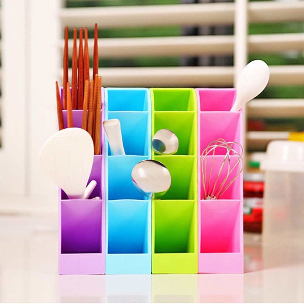 HARGA PROMO!!! Rak Mini 4 Sekat Serbaguna / Tempat Sendok / Tempat Alat Tulis Organizer Table
