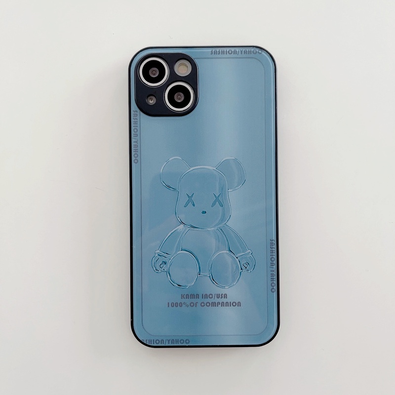 Hard Case Tempered Glass Motif Violent Bear Untuk Iphone 13 12 11 Pro X Xs Max 7 8 Plus