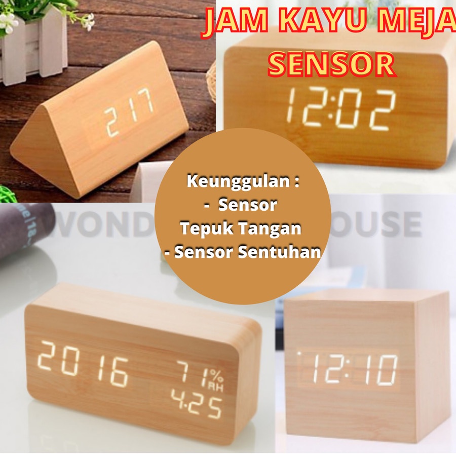 Jam Kayu Berbagai Bentuk Led Wooden Small Table Clock Desk Clock