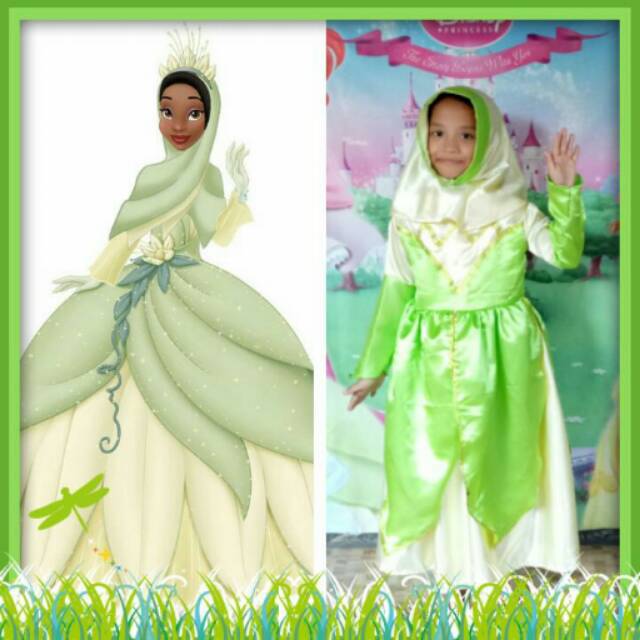 Princess Tiana Gamis Baju Kostum Princess Disney Size Anak Dan Dewasa