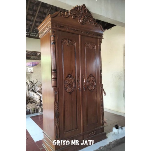 lemari pakaian kayu jati 2 pintu