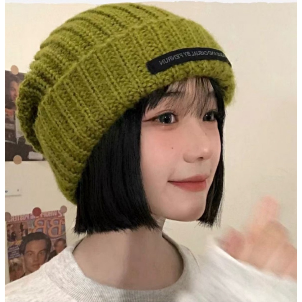 Topi Rajut Bahan Wol Tebal Hangat Warna Solid Gaya Korea Untuk Wanita-1