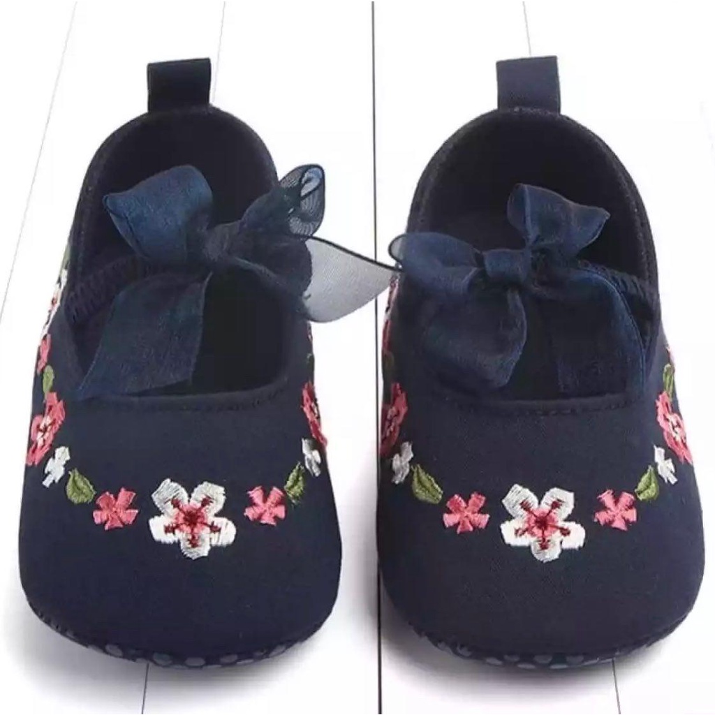 sepatu anak bayi perempuan prewalker import bordir bunga ISABELLA 0-18 bulan